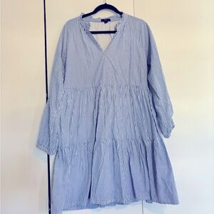 J. Crew Blue and White Striped Dress